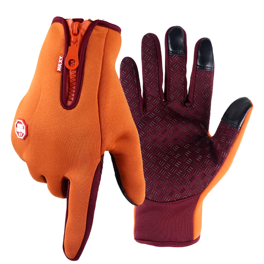 Winter Gloves for Men Women Touchscreen Windproof Thermal Warm Cycling Glove with Zipper Non-Slip Outdoor Driving Sport Gloves