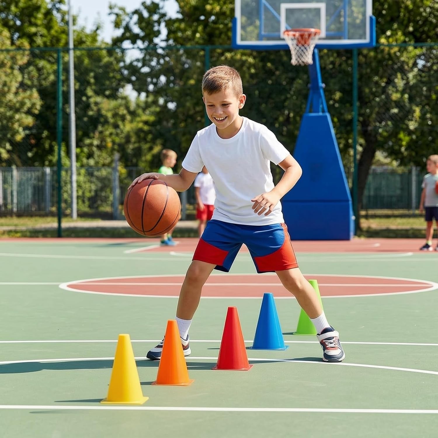 30 Pack Plastic Training Cones, 9 Inches Traffic Cones Indoor Outdoor Sports Agility Cones Soccer Flexible Cone Sets for Soccer, Skating, Drills, Football, Basketball, Assorted Colors
