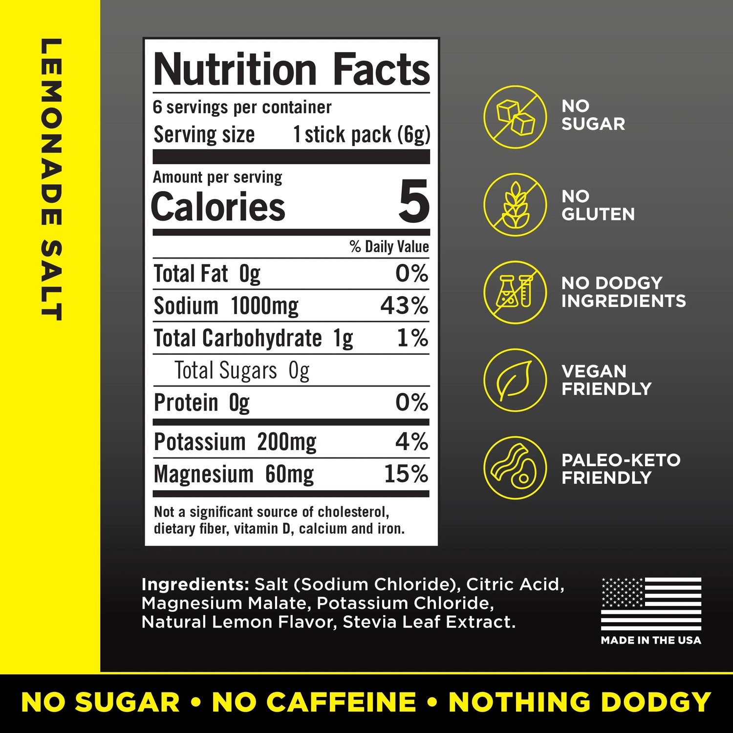 (5 Pack)  Zero Sugar Electrolyte Drink Mix - Lemonade - 6 Count