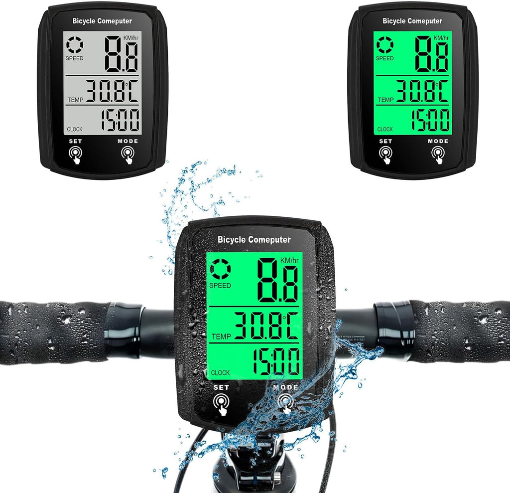 Bike Computer Wired, Bicycle Odometer Wired MPH KM/H Bike Speedometer Waterproof Bike Odometer with Touch Sensor Switch, Big Digital LCD Screen, Automatic Wake-Up