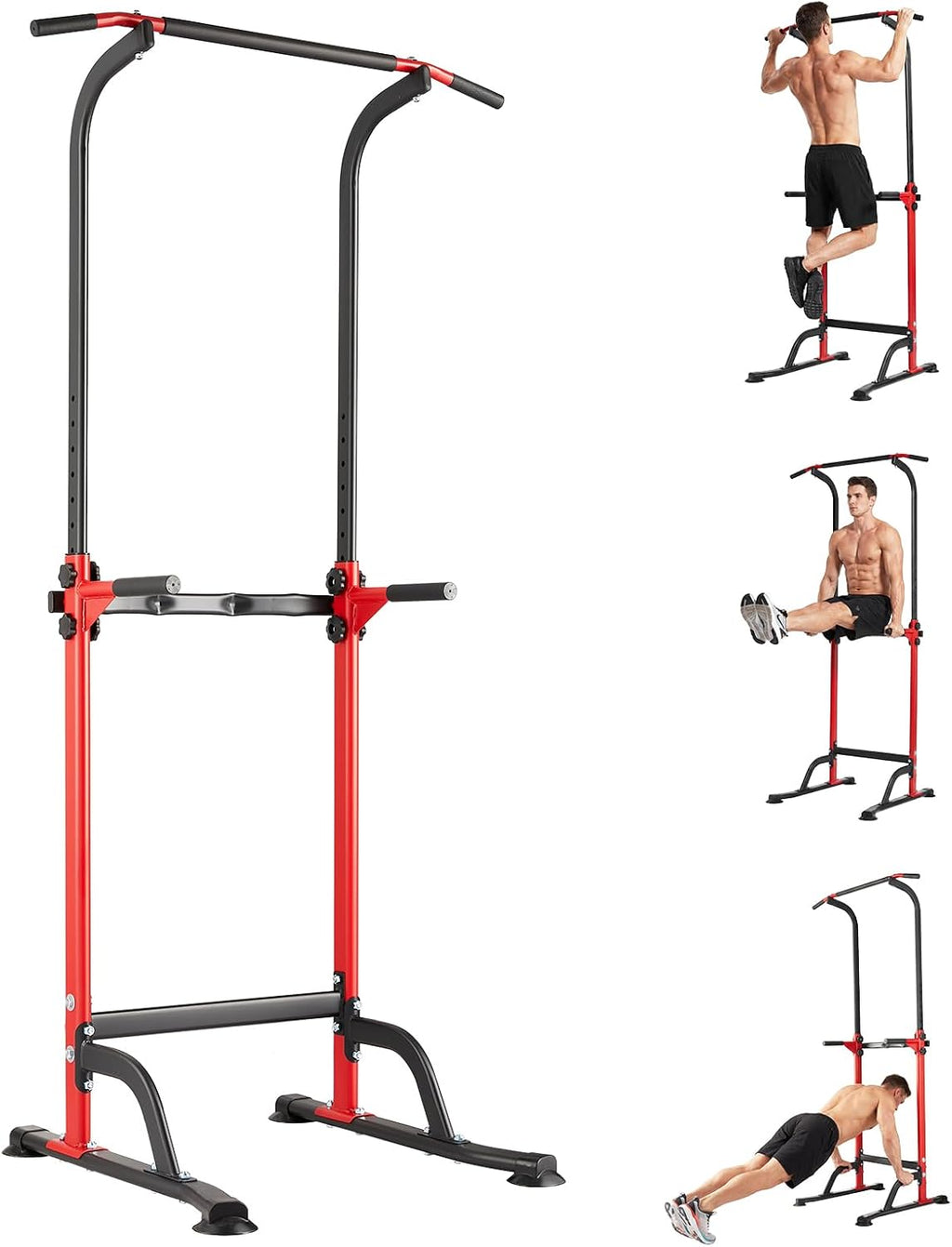 Power Tower Dip Station - Height Adjustable Pull up Bar with Dip | Bars - Multifunctional Training Station for Strength Training, Pull-Ups, Knee Lifts, Push-Ups and Dips