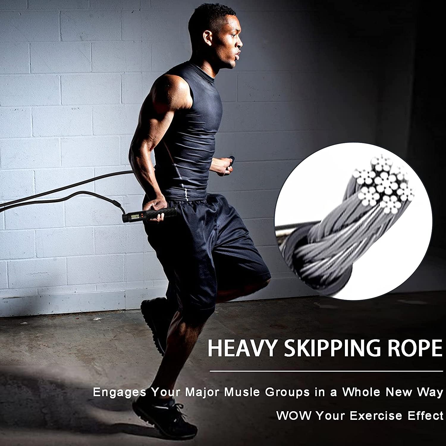 Weighted Jump Rope with Counter - 3 Jump Ropes for Working Out, Heavy Jumping Rope &amp; Light Skipping Rope &amp; Cordless Jump Ropes Fitness, 3 Modes Exercise Jumprope for Women Men Indoor &amp; Outdoor