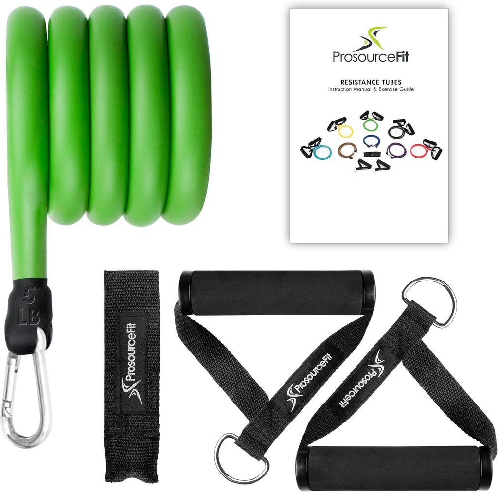 fit Single Stackable Resistance Bands with Door Anchor and Exercise Guide, 8-12 LB, Heavy Duty Fitness Tube for Full-Body Exercises and Home Workouts