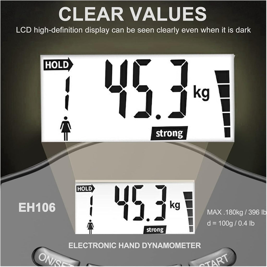 Trigger Pull Gauge, 396Lbs/180Kg Digital Hand Dynamometer Grip Strength Meter USB LCD Screen Tester(2Pcs Black Meter)