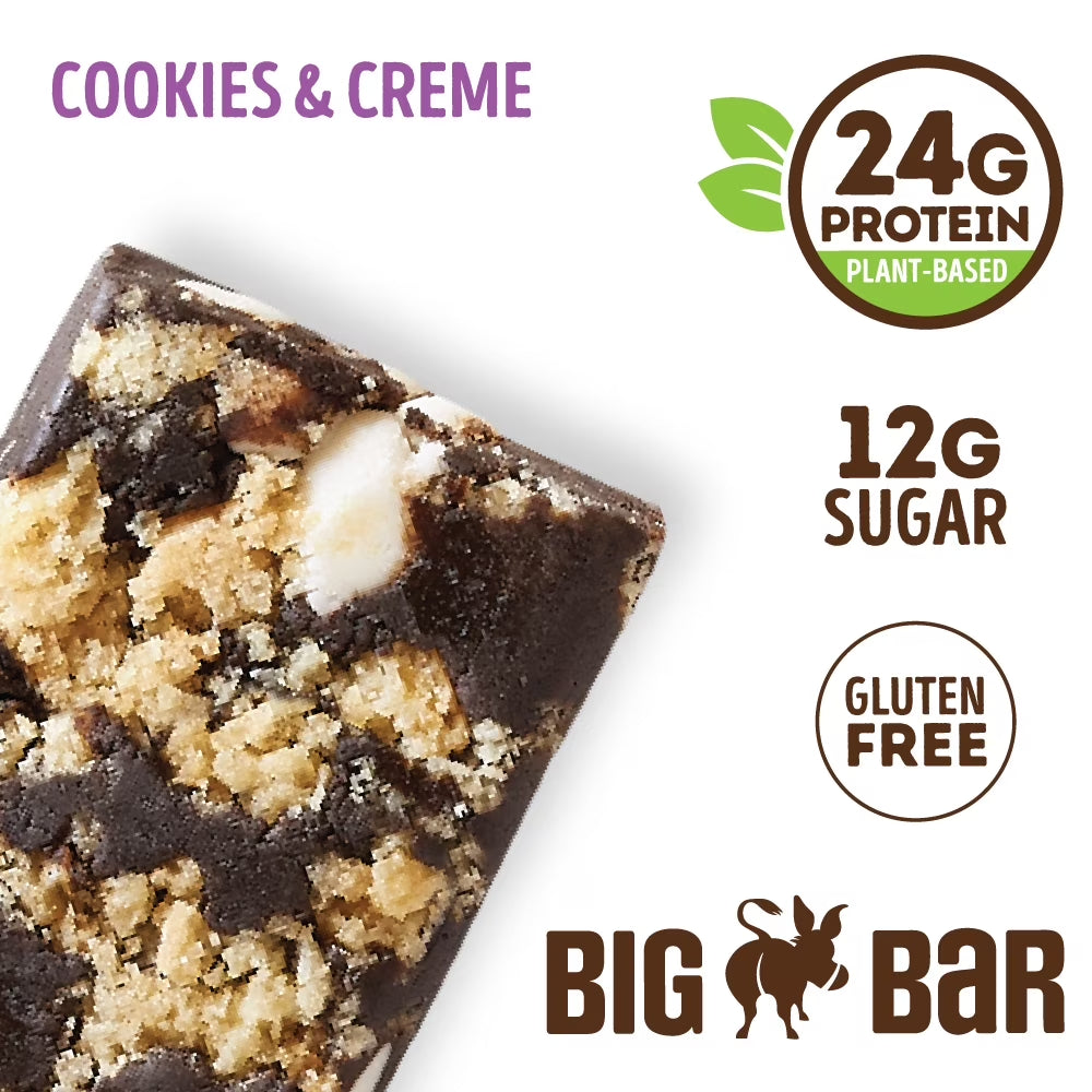 Cookie-Fied Big Bar Cookies &amp; Creme, Plant-Based Protein Bar, Gluten-Free, Vegan and Non-Gmo, 12 Count