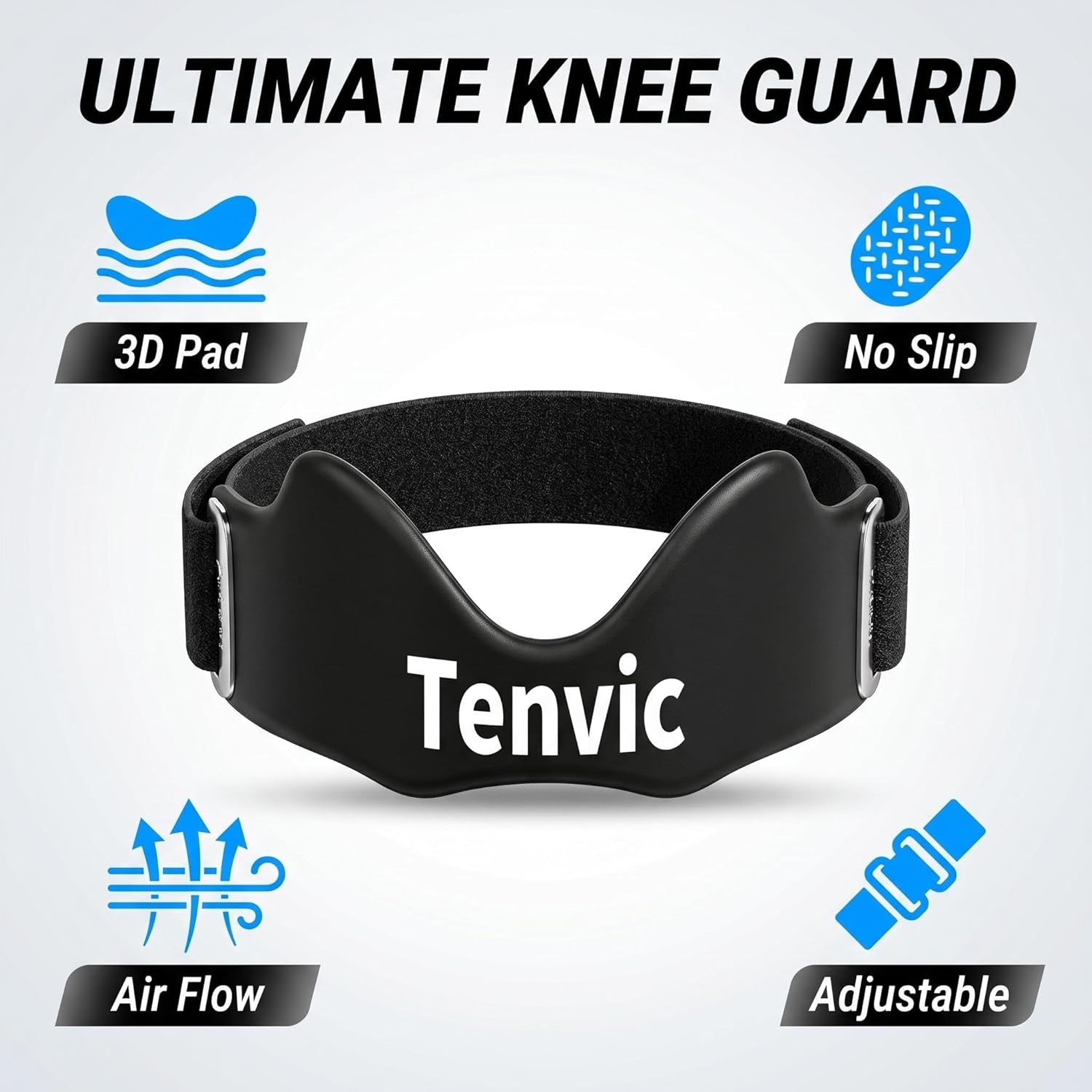 Knee Strap, Adjustable Patella Tendon Support Band with 0.3In 3D Silicone Airbag & Dual Anti-Slip, Patellar Stabilizer Brace for Running, Basketball, Hiking, Gym, Men Women，2Pcs