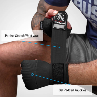 Quick Gel Boxing Hand Wrap Gloves - Black, Small