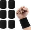 6 Pack Sweatbands Sports Wristband, Men & Women Wristbands, Breathable Cotton Sweatbands for Working Out, Running Athletic Sports, Basketball, Football, Black