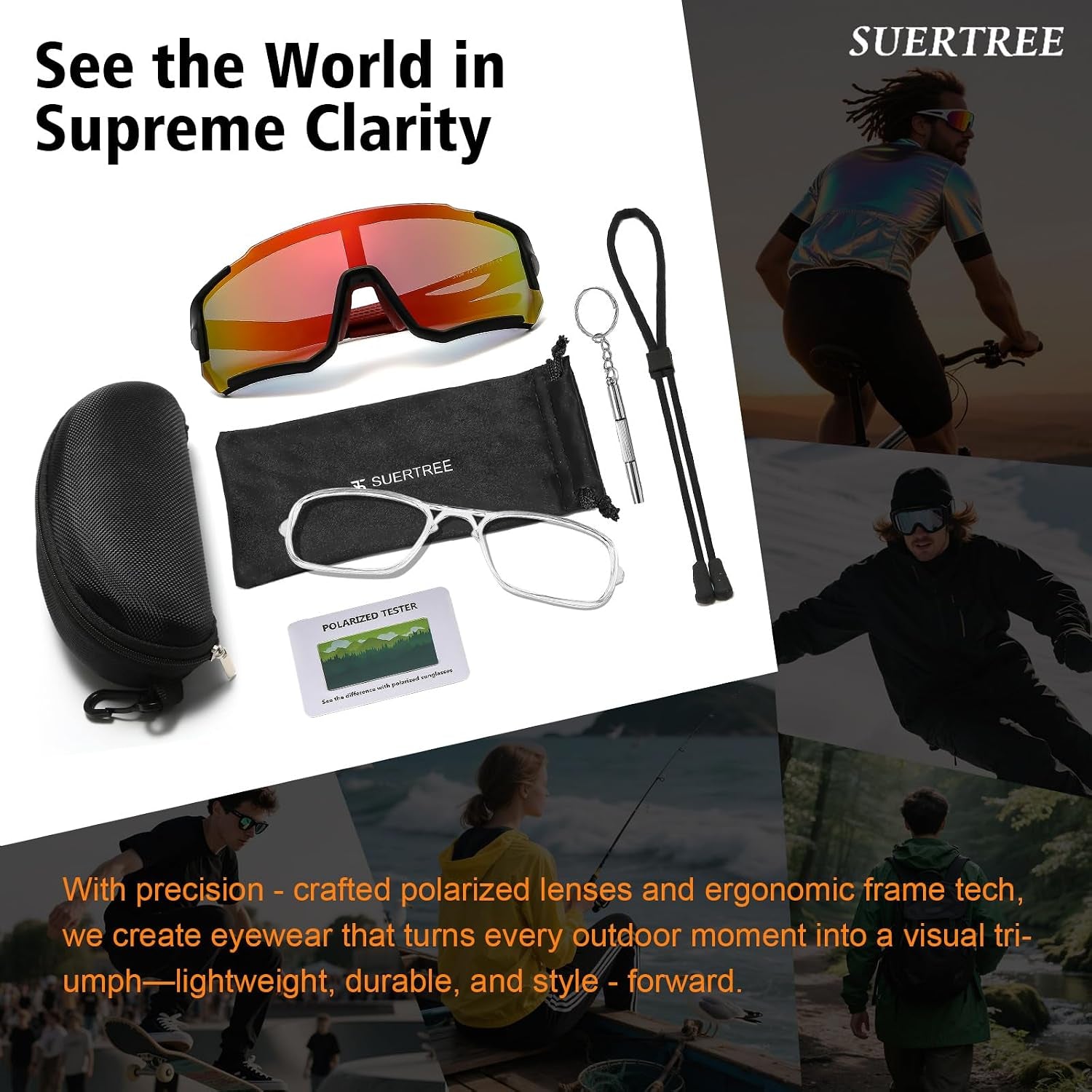 Polarized Cycling Sunglasses for Men Women UV Protection with Myopia Clip Baseball Biking Running MTB Sun Glasses