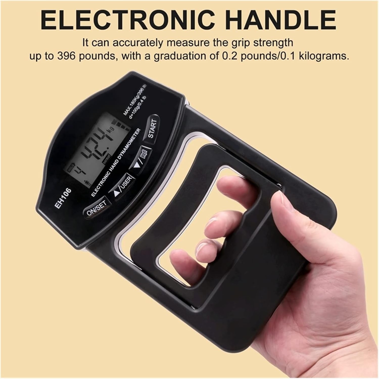 Trigger Pull Gauge, 396Lbs/180Kg Digital Hand Dynamometer Grip Strength Meter USB LCD Screen Tester(2Pcs Black Meter)