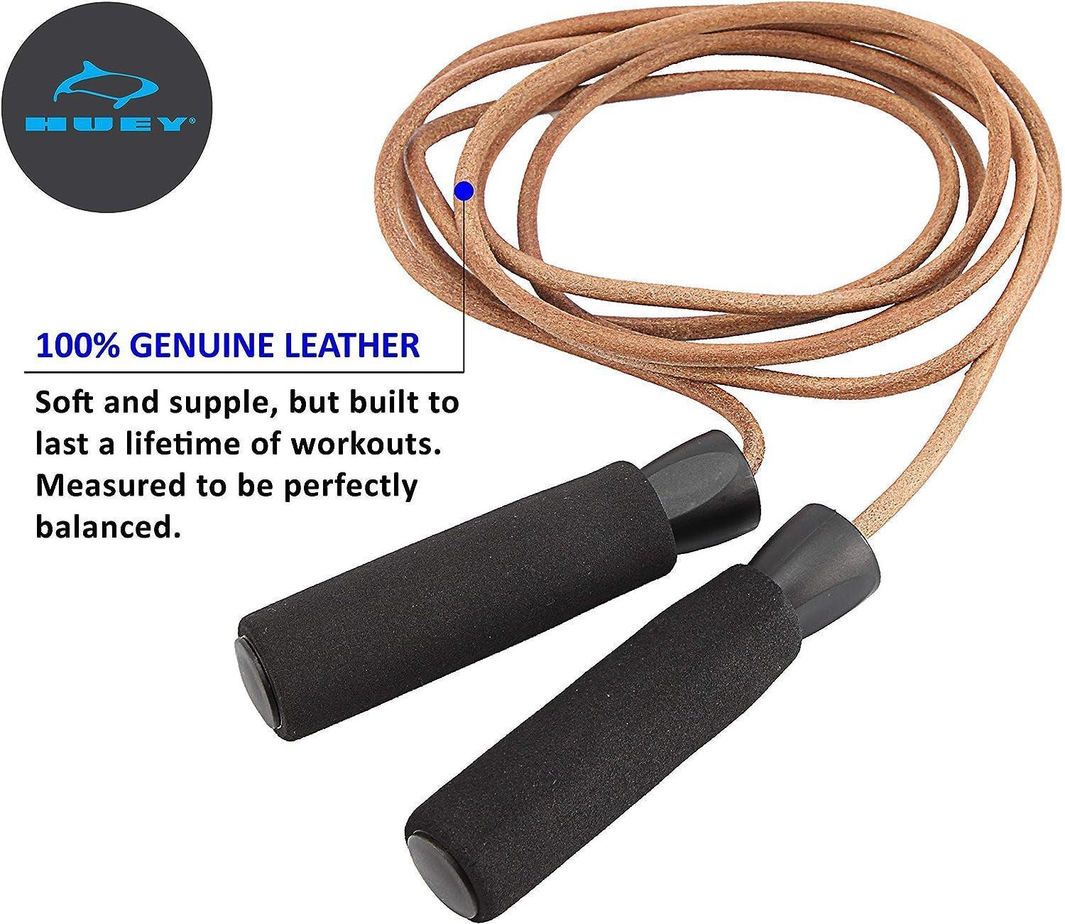 Sport Leather Jump Rope Skipping Rope for Speed Quiet Training Boxing MMA Cardio Crossfit Fitness Workout Indoor and outside Exercise for Adult Kids Men and Women (5.5 Oz)