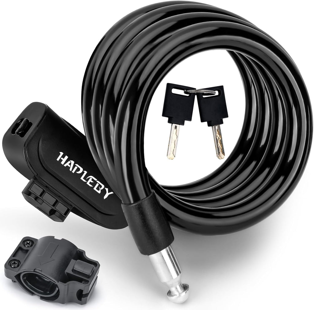 Premium Bike Lock with 2Pcs Keys, Professional Bike Cable Lock of 4 Feet, Heavy Duty Bicycle Lock Cable for Strong Anti-Theft, Come with 1PCS Mounting Bracket