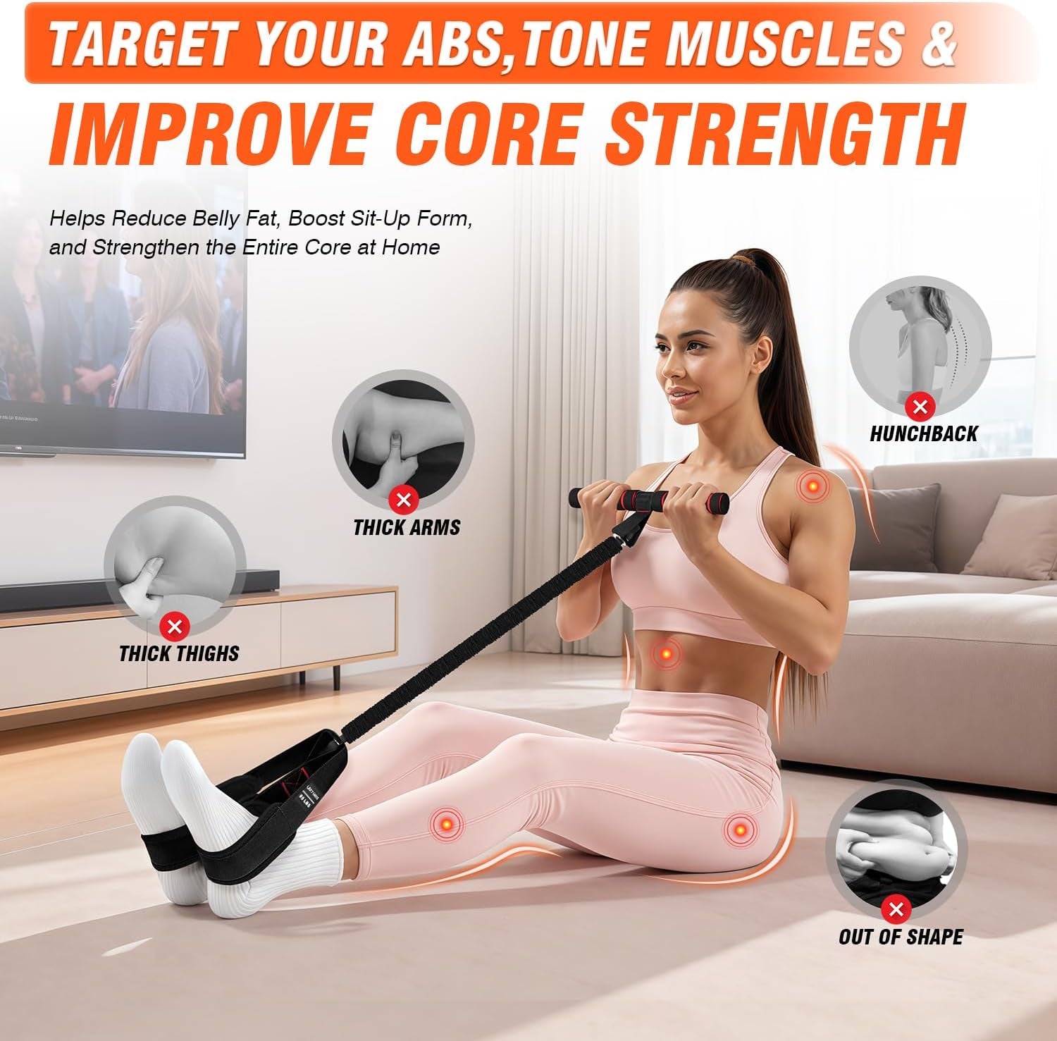 Pedal Resistance Bands with Handles, Upgrade Women Exercise Bands for Full Body Training, Core, ABS, Legs, Glutes, Arms, Pilates, Physical Therapy, Strength, Sit up Equipment for Home Workout