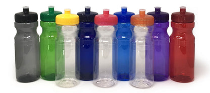 Bpa-Free 24 Fluid Ounce Clear/Yellow Sports Water Bottles, Bulk 30 Pack, Made in USA