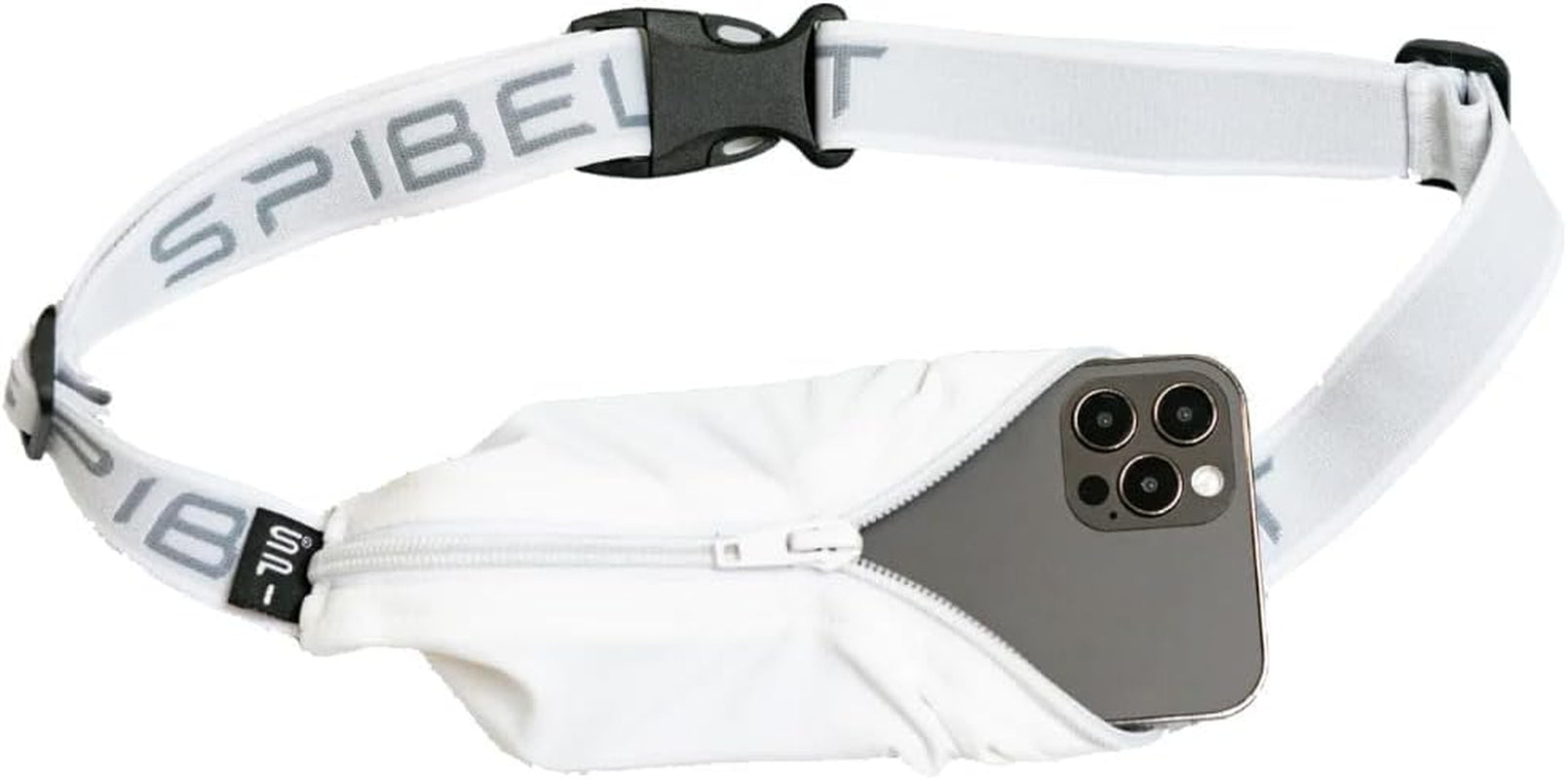 Running Belt Original Monochromatic, Women Men, Phone Holder for Running, Running Fanny Pack, Holder for Phone, Running Waist Pack, Adjustable Waist, [Fits All Phones]. White W/White Zipper