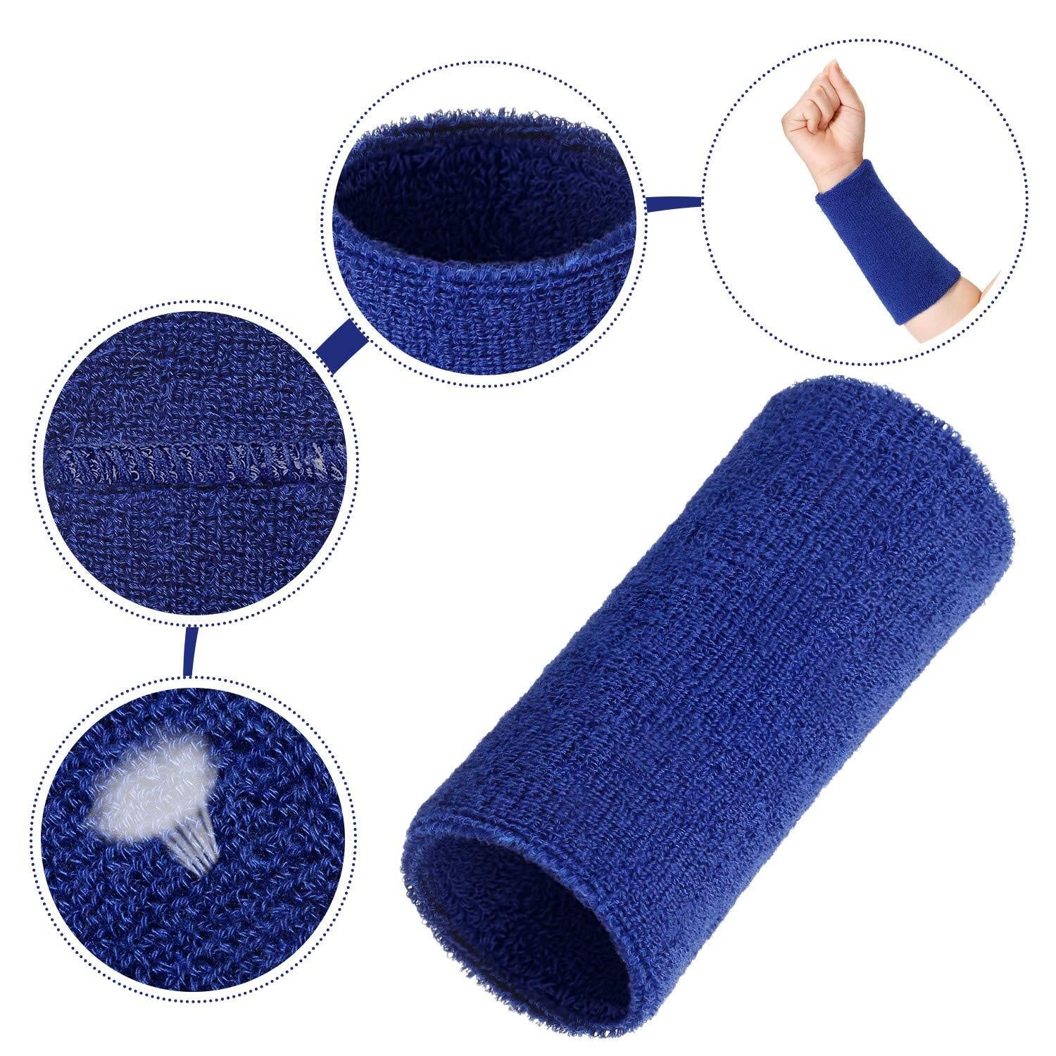 2 Pack 6 Inch Elastic Wrist Sweatband Sport Athletic Wrist Bands for Men Women