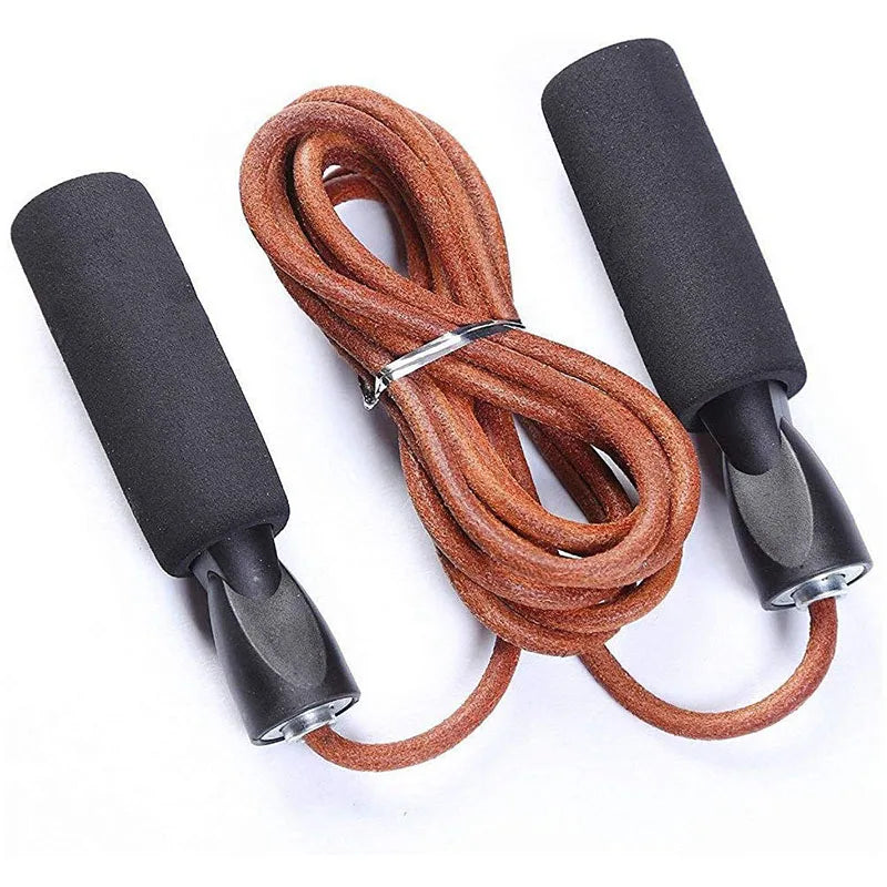 Leather Jump Rope Women and Men Skipping Skip Ropes Adjustable Length Workout Speed Aerobic Exercise Training Fitness