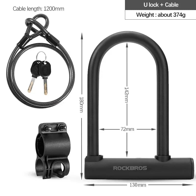 Chinese Style Bicycle Locks U Shape Electric Scooter Padlock Anti-Theft Bike Lock Cable Set MTB Road Bike Accessories