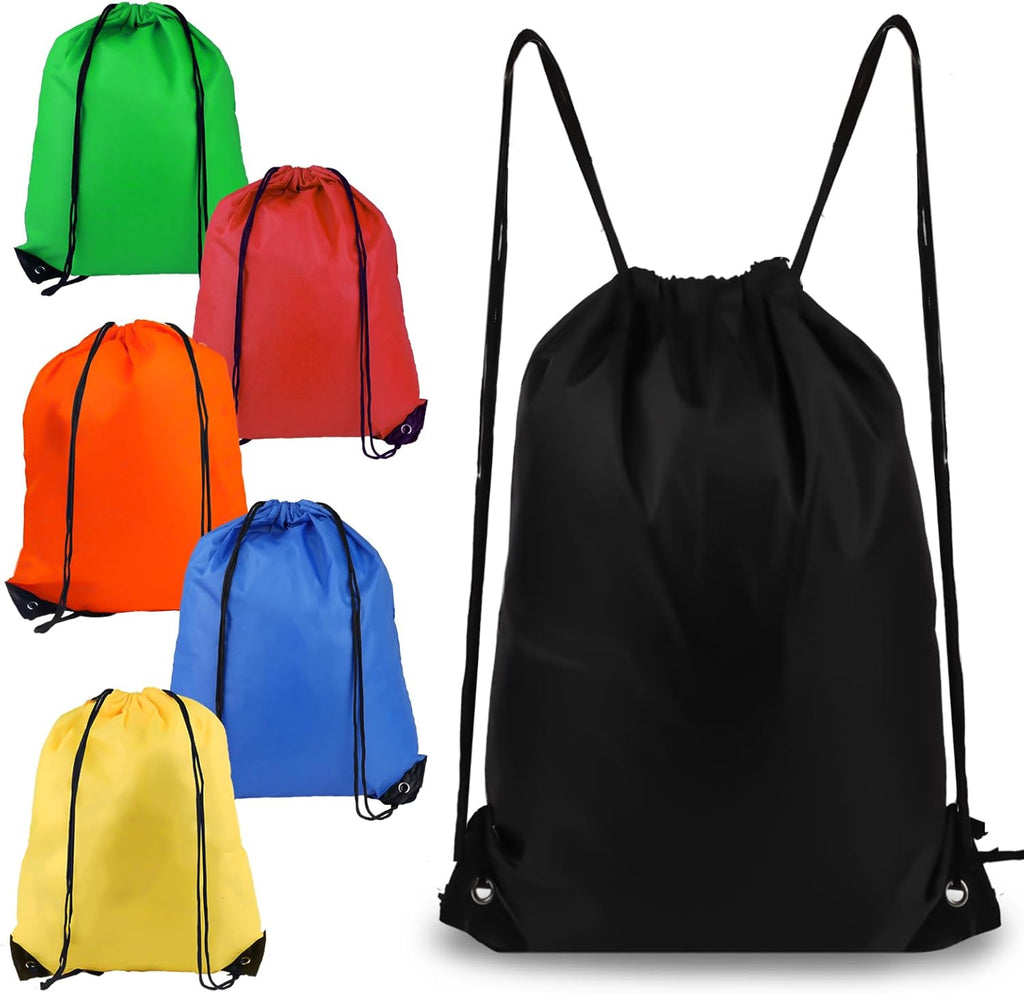 Drawstring Gym Bags, Backpack for Sports, Gym, Travel, Swimming | Draw String Back Bag, Polyester with PU Leather Reinforced Corners, Foldable for Travel