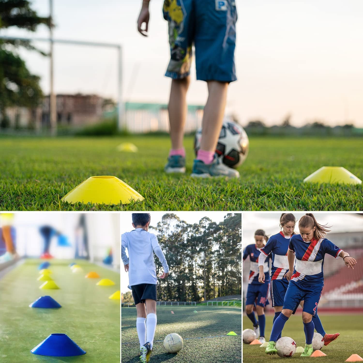 25/50/100/200 Pack Disc Cones, Agility Soccer Cones with Carry Bag and Holder, S