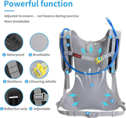 Hydration Backpack,Water Backpack with 2L Water Bladder Running,Water Backpack for Hiking,Cycling Backpacks,Running Backpack