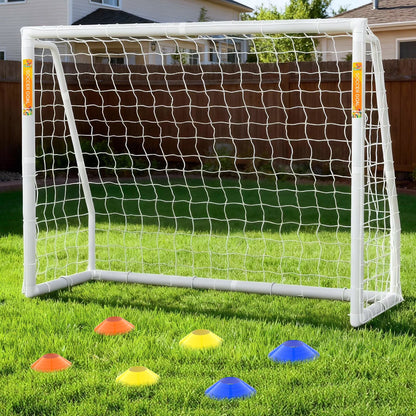 PVC Soccer Goals for Backyard,8"X6" White Foldable Competition Practice Training Goals,Portable Soccer Training Equipment,Moveable Weatherproof Outdoor Patio for Adults Youth