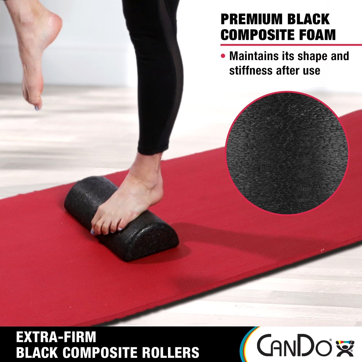 Cando Foam Rolls, Half-Round, 6"X36", Black, 1 Pack