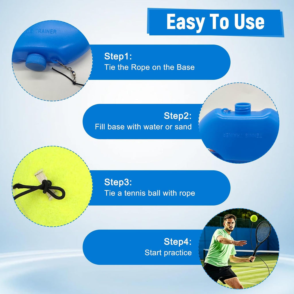 Tennis Trainer Rebound Ball with 3 String Balls Tennis Practice Rebounder | Self Portable Tennis Practice Training Tool Suitable for Beginners Indoor Outdoor Sport