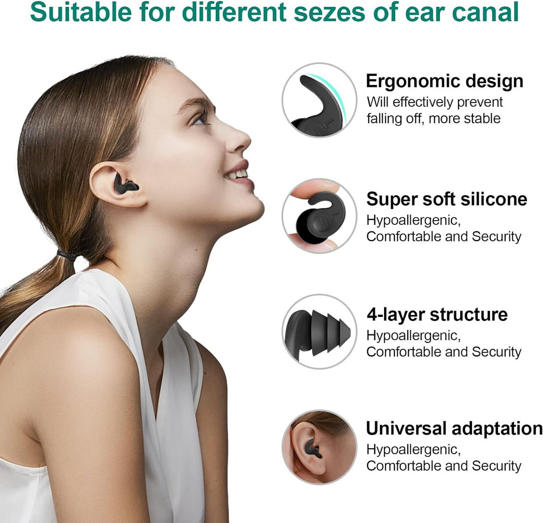 Swimming Ear Plugs for Adults,3 Pairs Waterproof Reusable Silicone Swim Earplugs