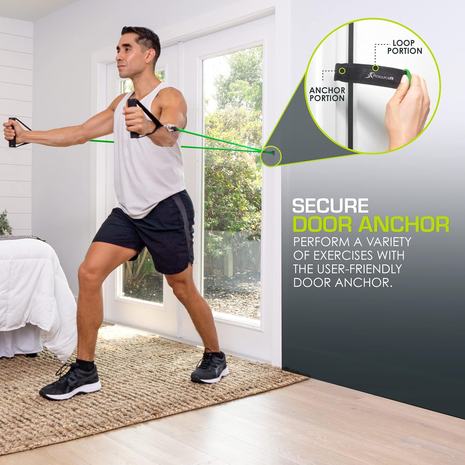fit Single Stackable Resistance Bands with Door Anchor and Exercise Guide, 8-12 LB, Heavy Duty Fitness Tube for Full-Body Exercises and Home Workouts