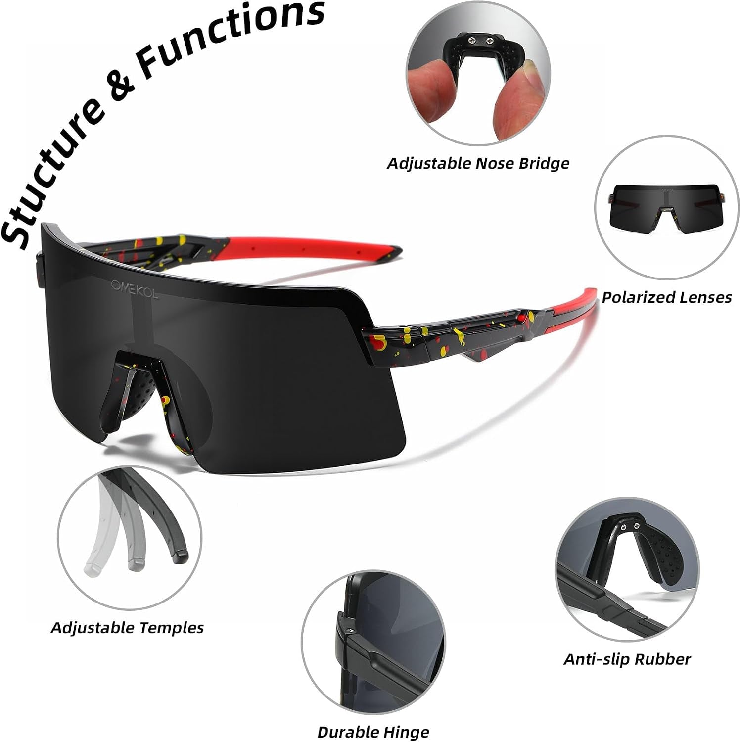 Two Sizes for Adults and Youth Polarized Sunglasses Men Women Outdoor Sport Baseball Glasses UV400 Cycling Eyewear