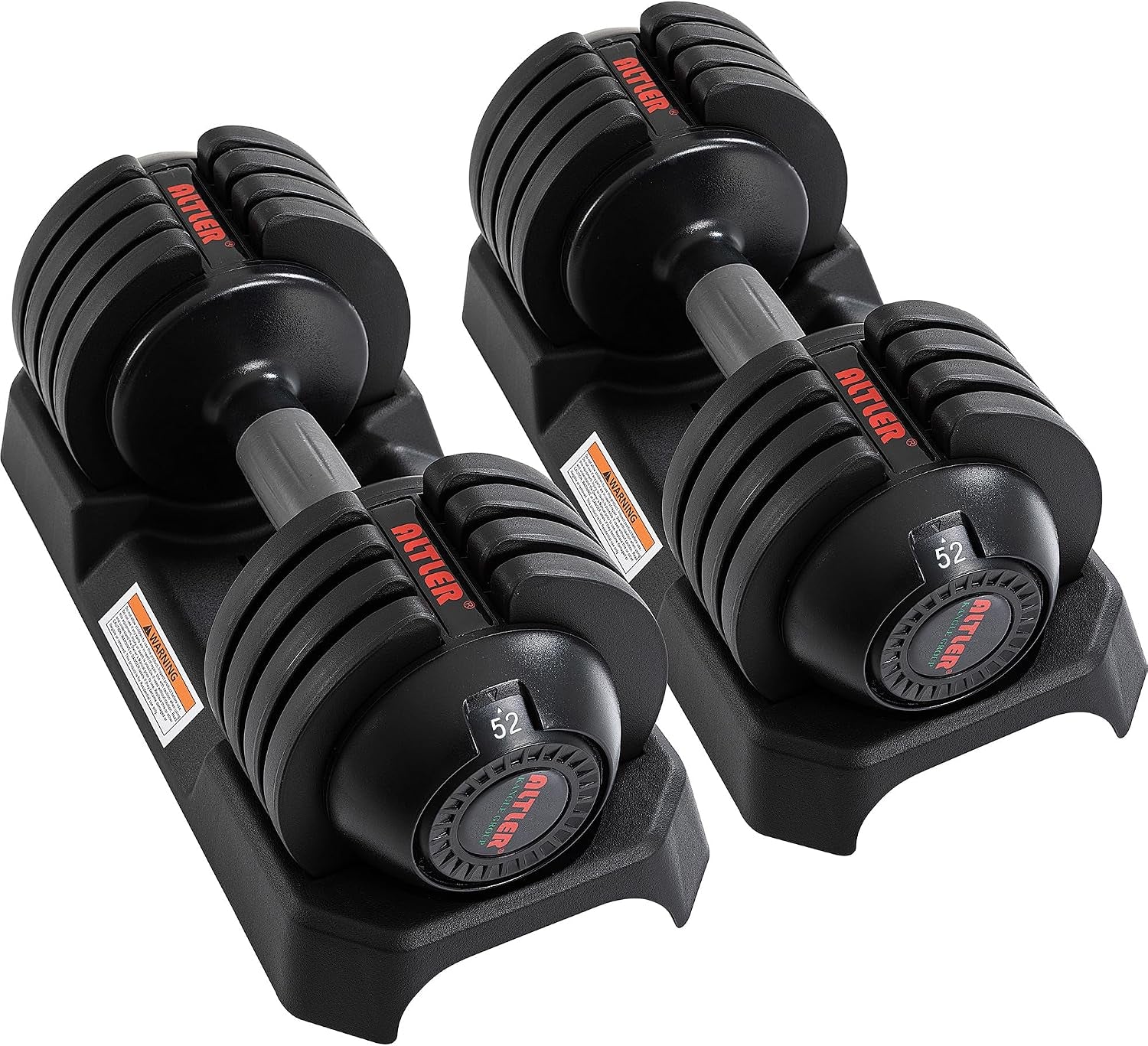 Adjustable Dumbbell Set, 25/52LB Pair with Tray for Workout Strength Training Fitness, Adjustable Weight Dial Dumbbell with Anti-Slip Handle and Weight Plate for Home Exercise