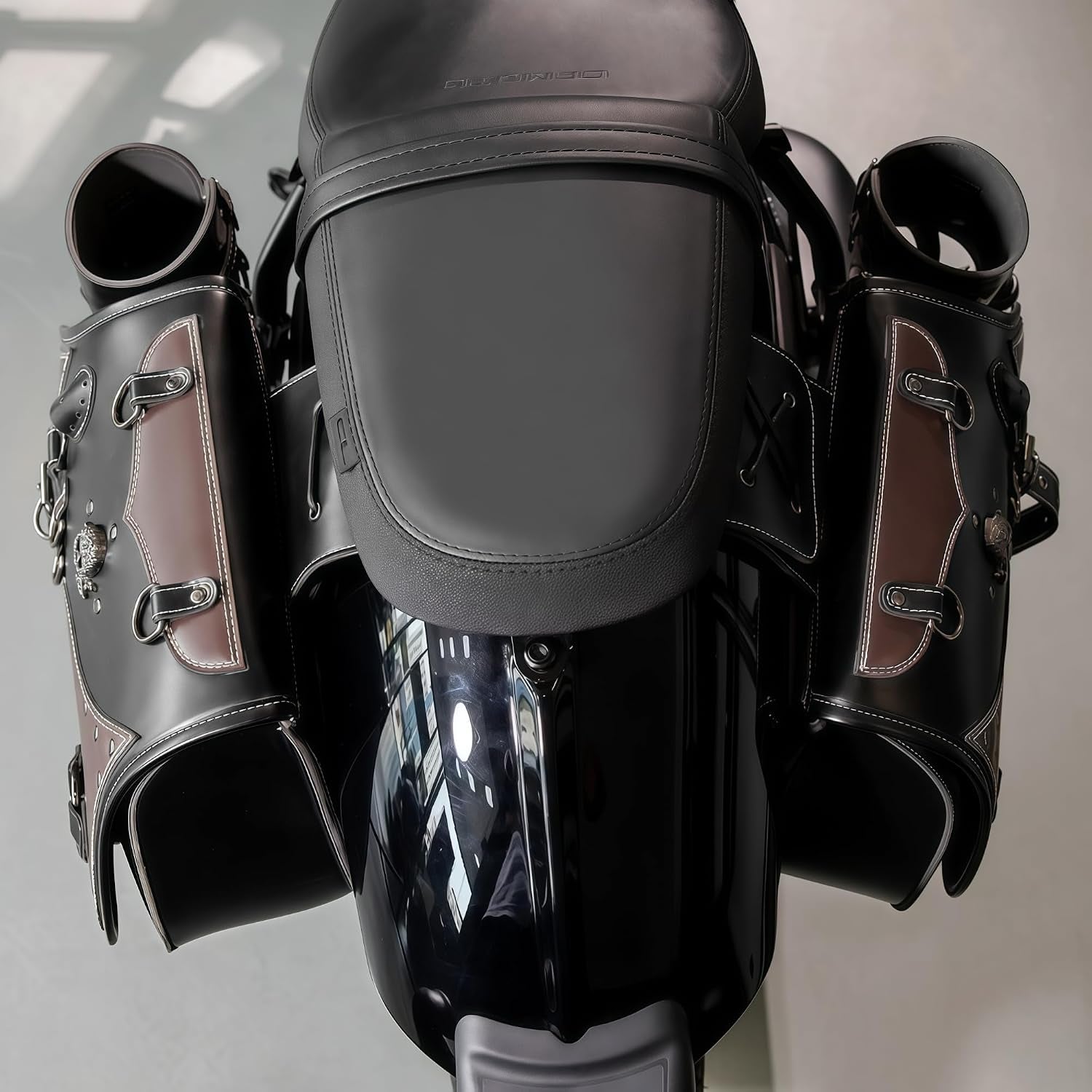 Motorcycle Saddlebags, 30L Leather Waterproof Side Saddle Bags with Cup Holder, Universal Powersports Saddlebags for Harley Davidson Sportster Dyna Softail Honda Shadow Rebel Yamaha Kawasaki Vulcan