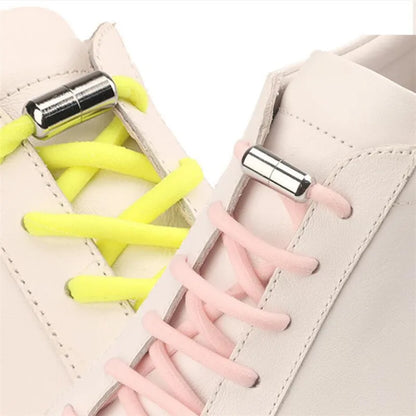 New Version Elastic No Tie Shoelaces Metal Lock Shoe Laces for Kids Adult Sneakers Quick Shoelaces Semicircle Shoestrings
