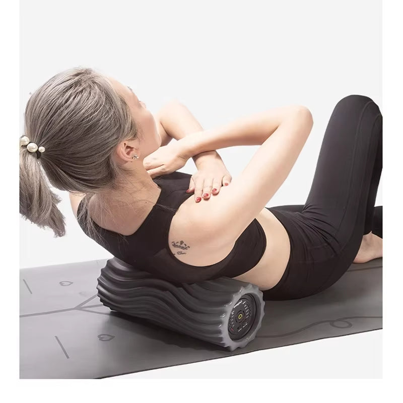 Foam Shaft Electric Foam Roller Yoga Home Gym Vibration Massage 4 or 5 Speeds Column Muscle Relax Deep Tissue USB Rechargeable