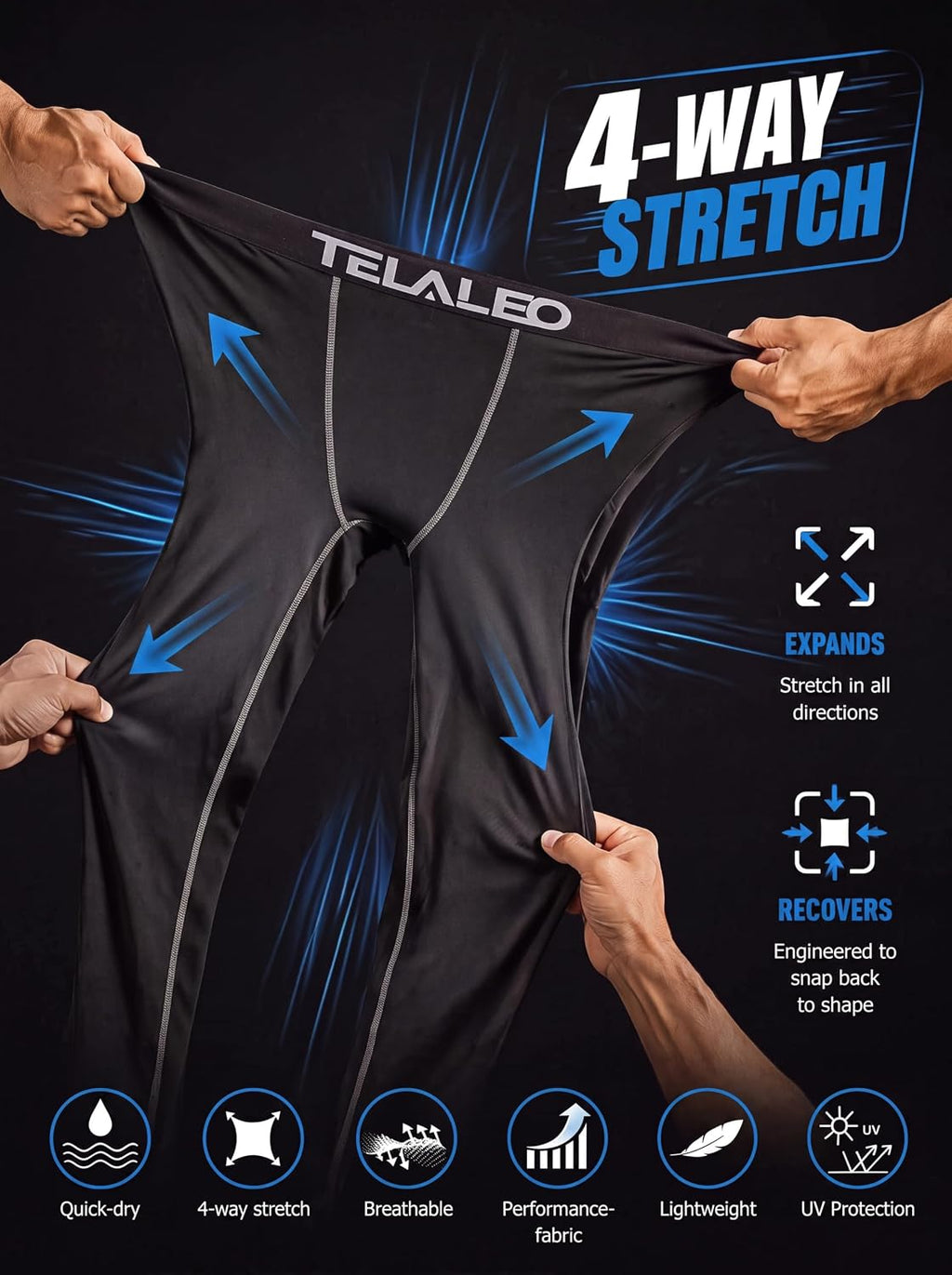 5 Pack Men'S Compression Pants Performance Leggings Tights Baselayer | Moisture Wicking, Lightweight, Tagless, Quick Dry, 4 Way Stretch, Elastic Fabric, Workout, Fitness, Gym, Running, Basketball