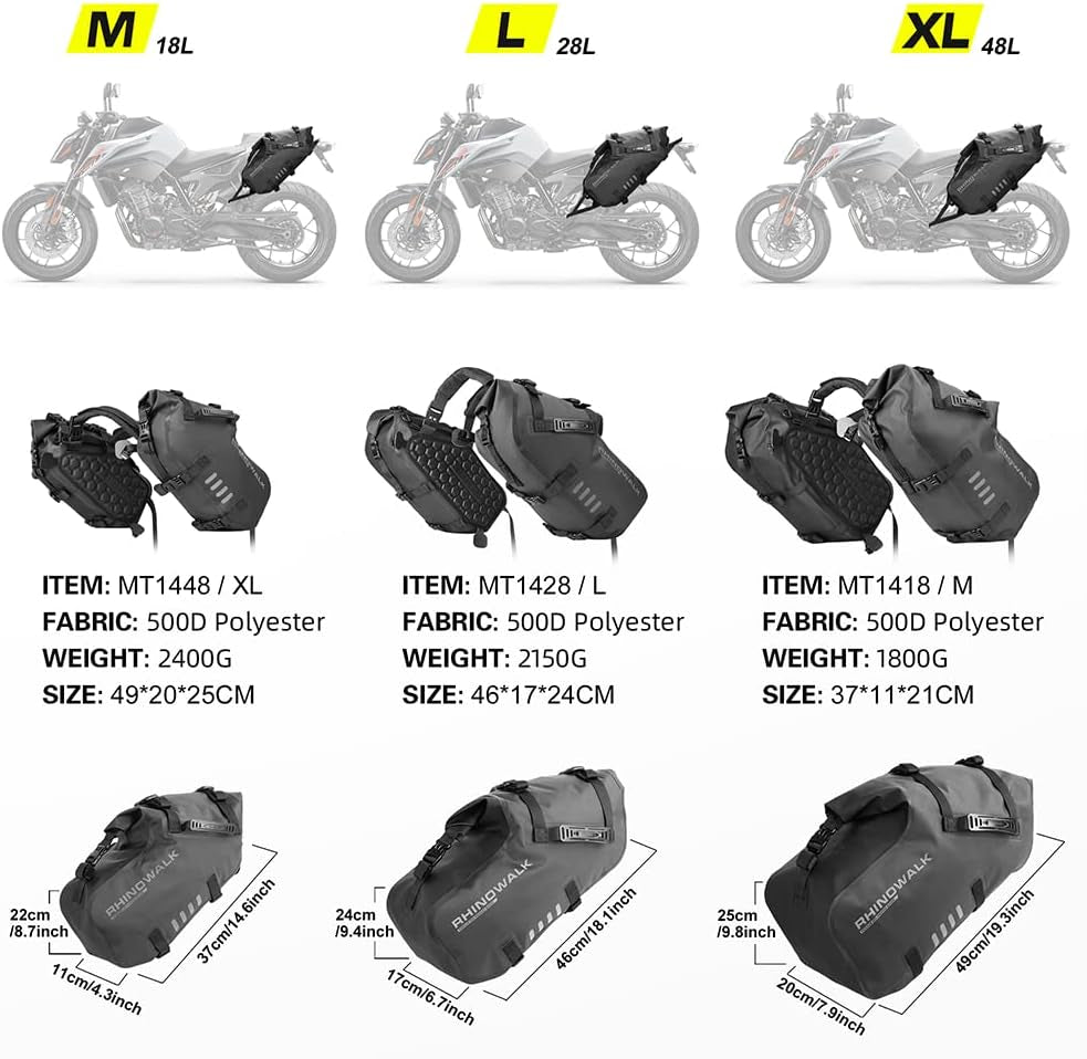 Motorcycle Saddle Bags Waterproof Anti-Vibration Motor Side Bags Shoulder Bag Motorbike Panniers 18L(9L*2) for Most Adventure and Sport Motorcycle Racks-1 Pair