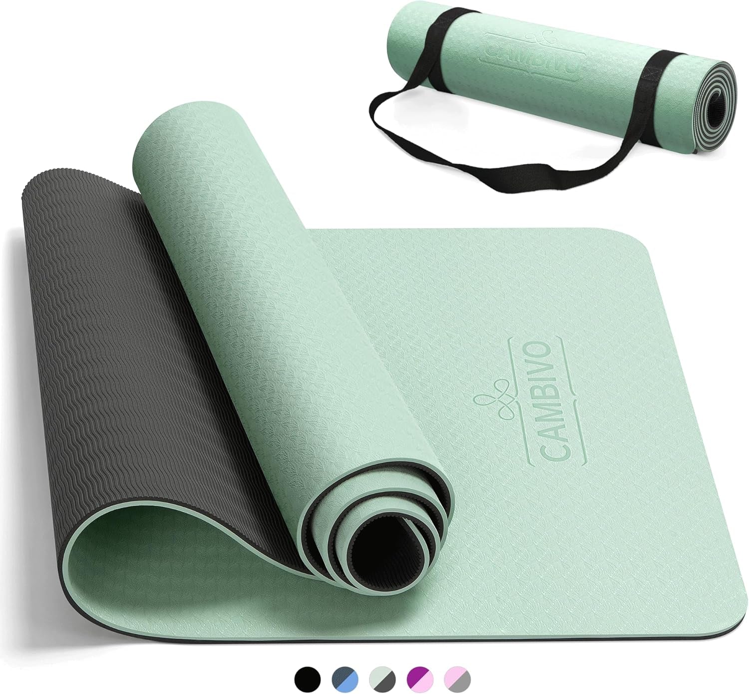 Yoga Mat for Women Men Kids, 1/3 & 1/4 & 2/5 Inch Extra Thick Yoga Mat Non Slip, 72" X 24" TPE Yoga Mats, Workout Mat with Carrying Strap for Yoga, Pilates and Floor Exercises