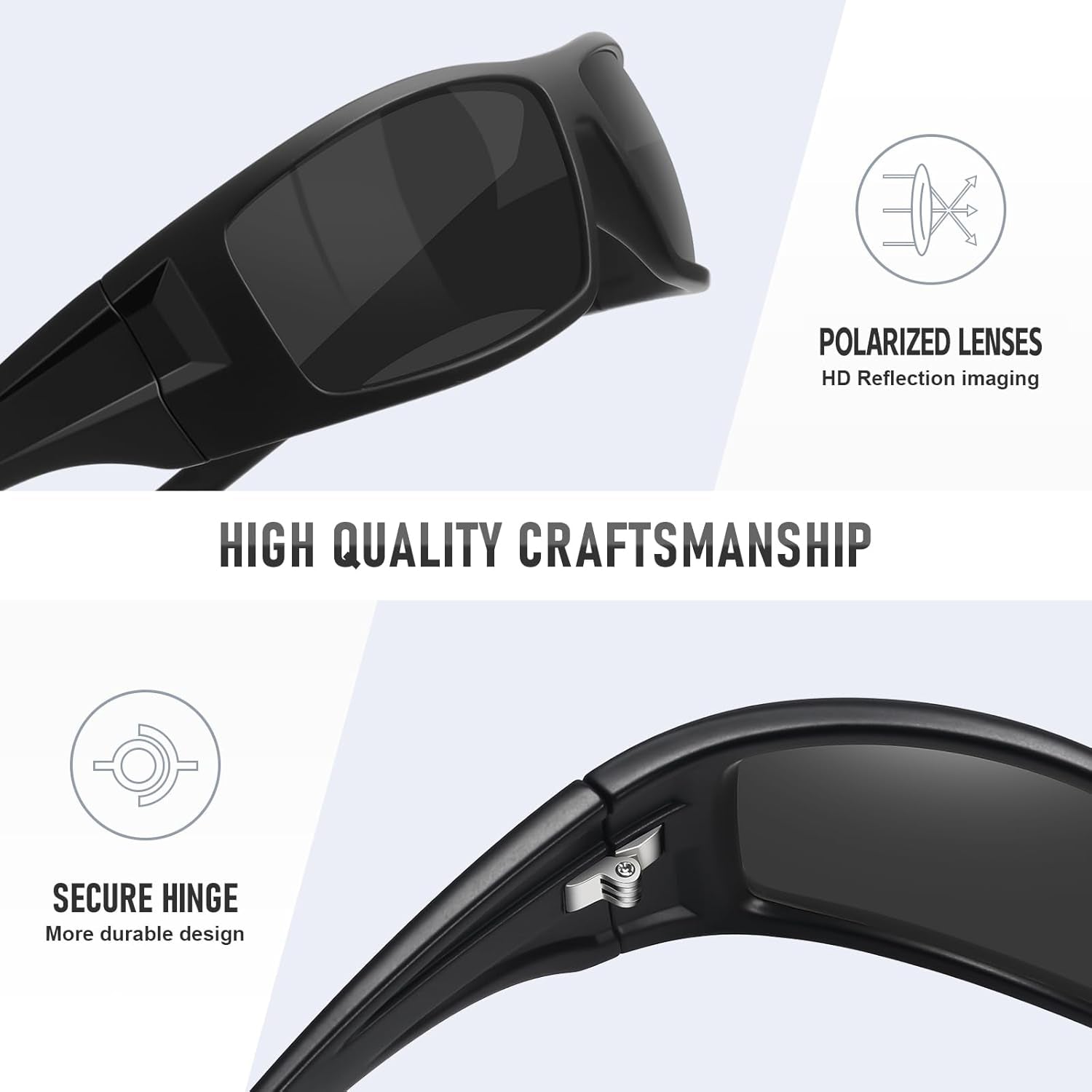 Polarized Sports Sunglasses for Men Women Unbreakable Frame Cycling Fishing Wrap around Sunglasses UV400 Protection