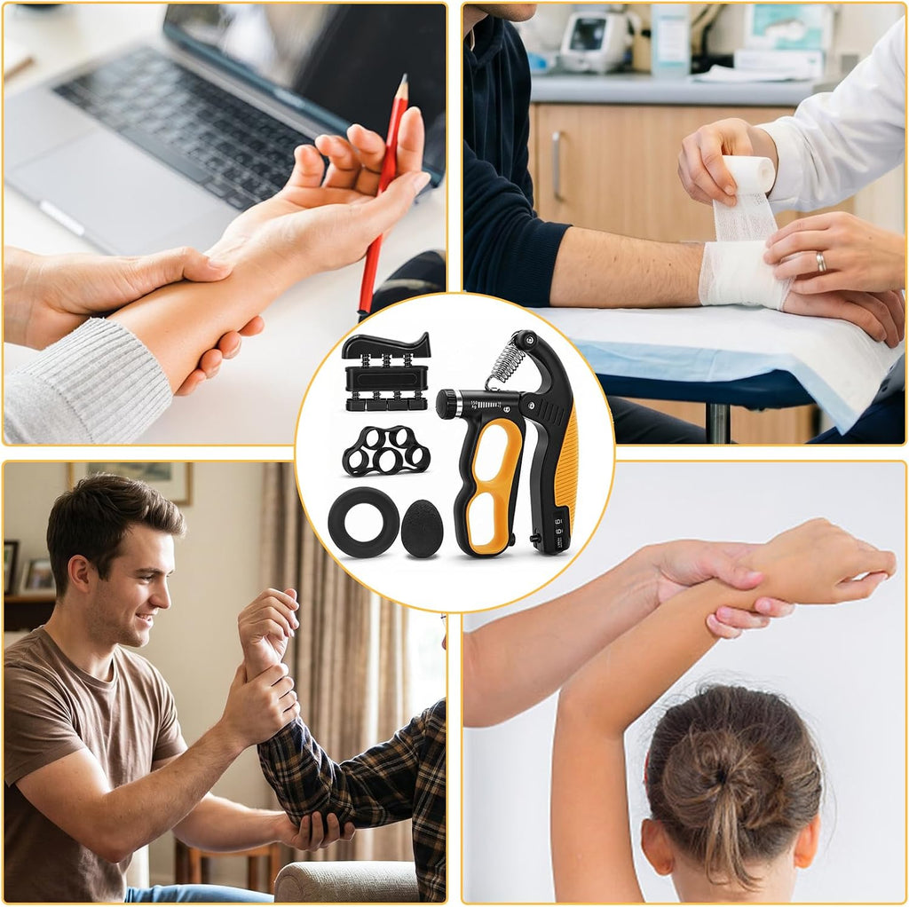 Grip Strength Trainer Kit with Mechanical Counter, 5 Pack Hand Gripper Strengthener Adjustable Resistance, Forearm Strengthener, Finger Exerciser, Wrist Strengthener, Hand Exercisers for Strength, Therapy & Rehab