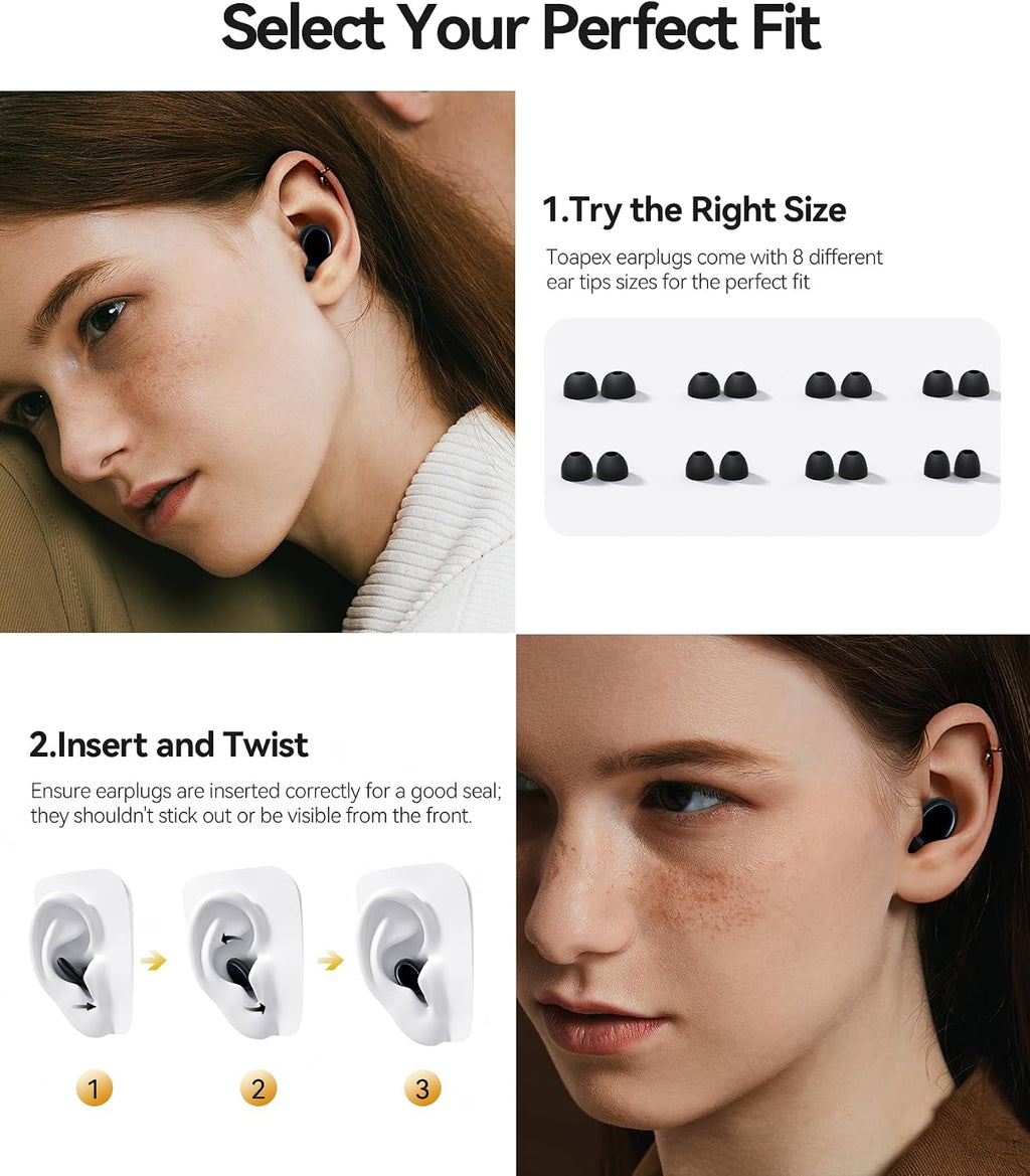 45Db Ear Plugs for Sleeping Noise Cancelling Ear Plugs for Noise Reduction & Snoring, Concerts, Earplugs for Sleep,Sider Sleepers Airplane, Silicone Earplugs Reusable Concert Ear Plug