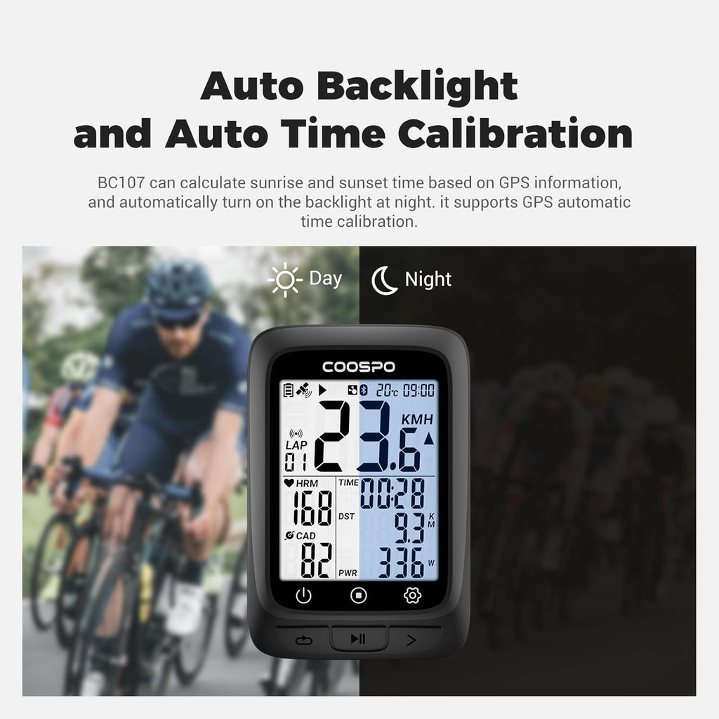 Bike Computer GPS Wireless, ANT+ Cycling Computer GPS with Bluetooth, Multifunctional ANT+ Bicycle Computer GPS with 2.4 LCD Screen, Bike Speedometer with Auto Backlight IP67
