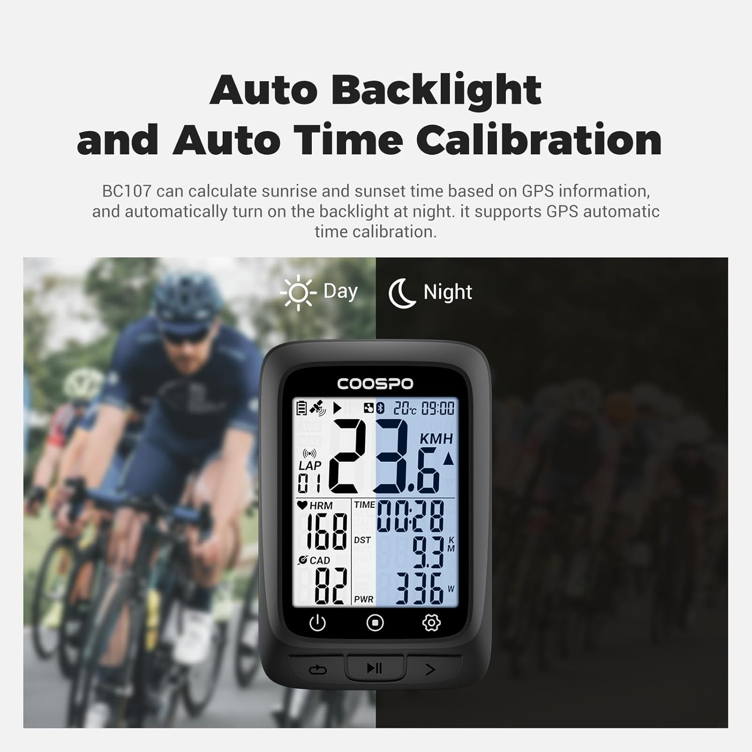 Bike Computer GPS Wireless, ANT+ Cycling Computer GPS with Bluetooth, Multifunctional ANT+ Bicycle Computer GPS with 2.4 LCD Screen, Bike Speedometer with Auto Backlight IP67