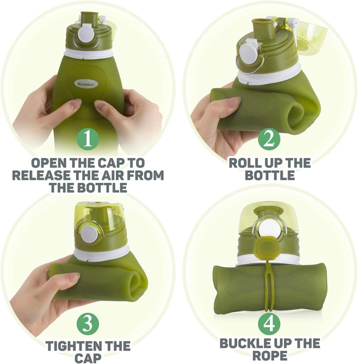 Collapsible Silicone Water Bottles-750Ml,Medical Grade,Bpa Free Travel Water Bottle Can Roll Up,26Oz,Leak Proof Foldable Sports &amp; Outdoor Water Bottles