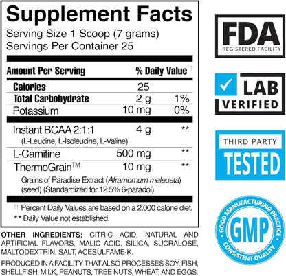 Best BCAA Shredded - Caffeine-Free Thermogenic Recovery Formula - BCAA Powder - Lean Muscle Building - Accelerated Recovery - Weight Loss - Hydration - Blue Raz - 25 Servings - 9.7 Oz.