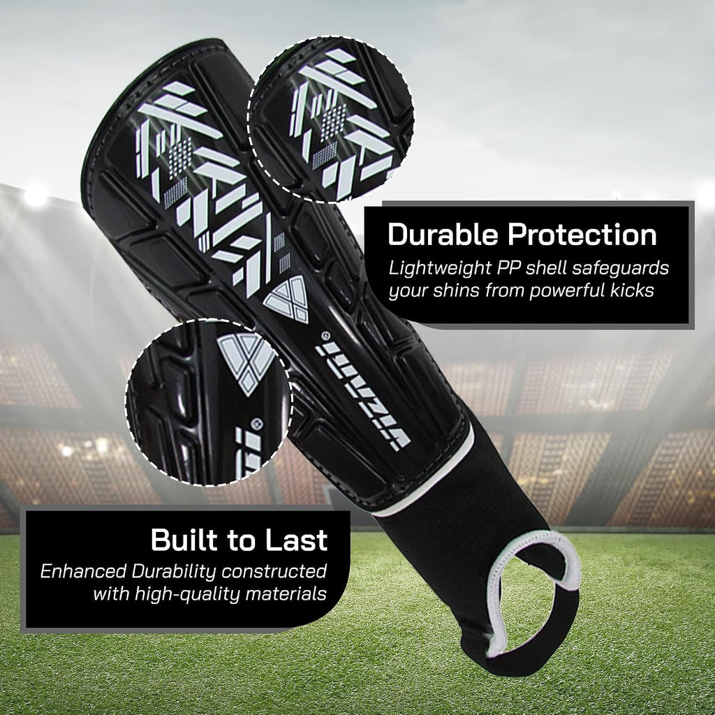 Malaga Soccer Shin Guards for Kids | Soccer Gear for Boys Girls | Protective Soccer Equipment | Adjustable Straps