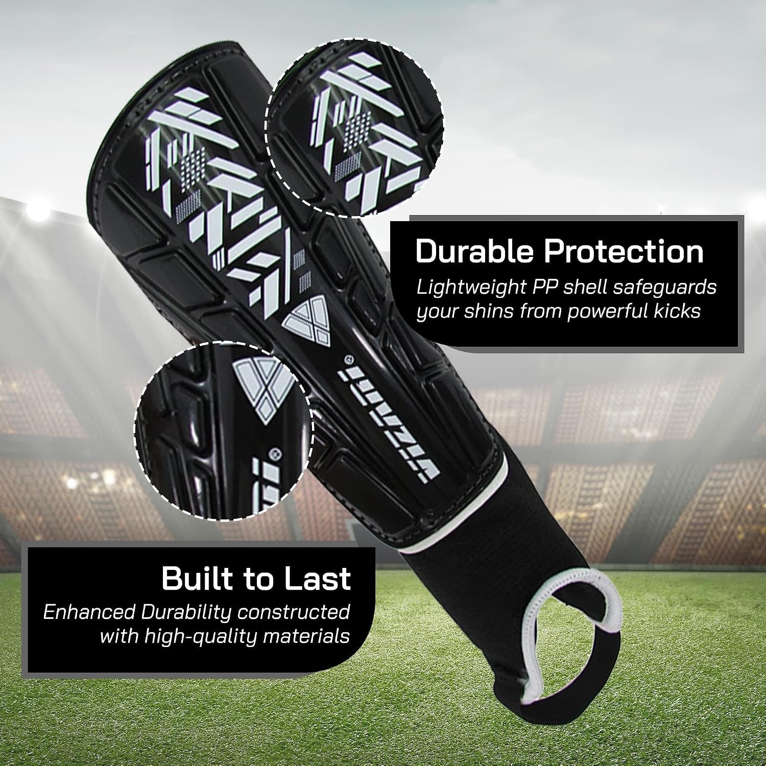Malaga Soccer Shin Guards for Kids | Soccer Gear for Boys Girls | Protective Soccer Equipment | Adjustable Straps