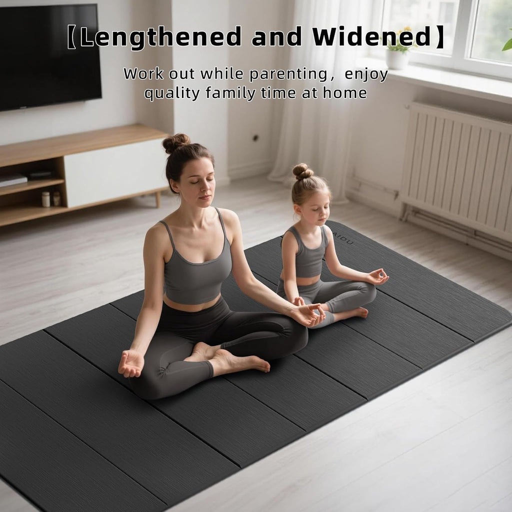 Foldable Yoga Mat (10MM) 75‘’X40‘“ Quick Fold，Easy Storage | TPE Non-Slip Design, Ea Extra Long/Wide for Indoor Yoga, Pilates and Outdoor Travel Workouts