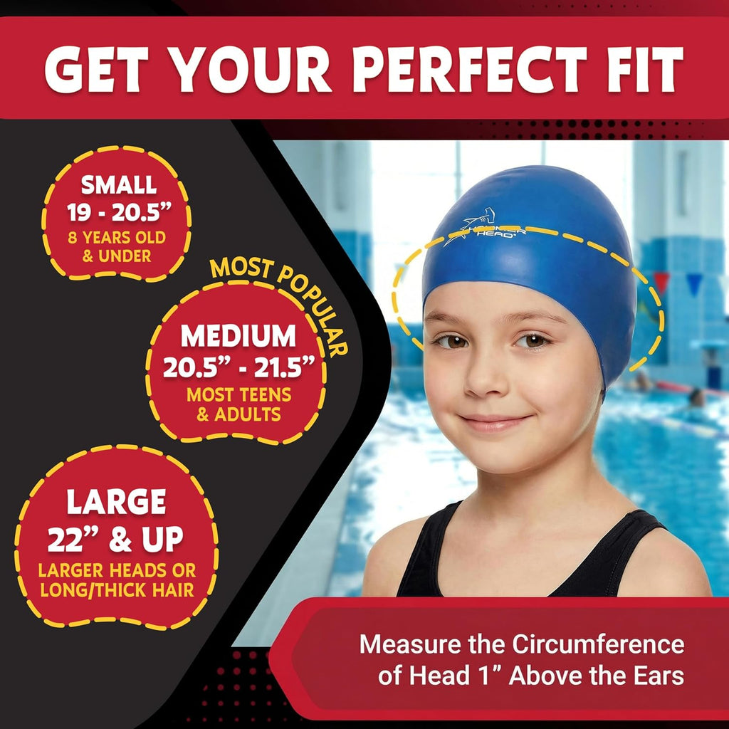 Swim Cap for Safety & Speed – Hair-Friendly Silicone with Impact Protection – High-Performance Swimming Cap – Boost Confidence – One Year No-Rip Guarantee