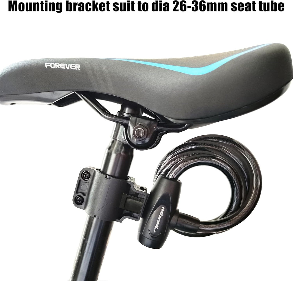 Bike Lock, Bike Locks Heavy Duty anti Theft, Bicycle Lock Cable with Mounting Bracket and 2 Keys, Bicycle Locks for Road Bike Mountain Bike Scooters